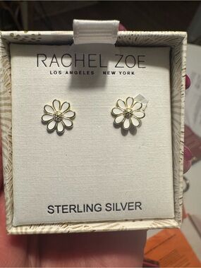 Rachel Zoe sterling silver and white enamel Daisy earrings✨NWT✨